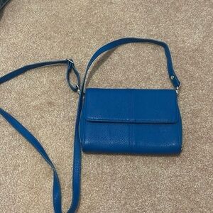 *3 for $30* Vintage Blue Faux Leather Crossbody Wallet Purse